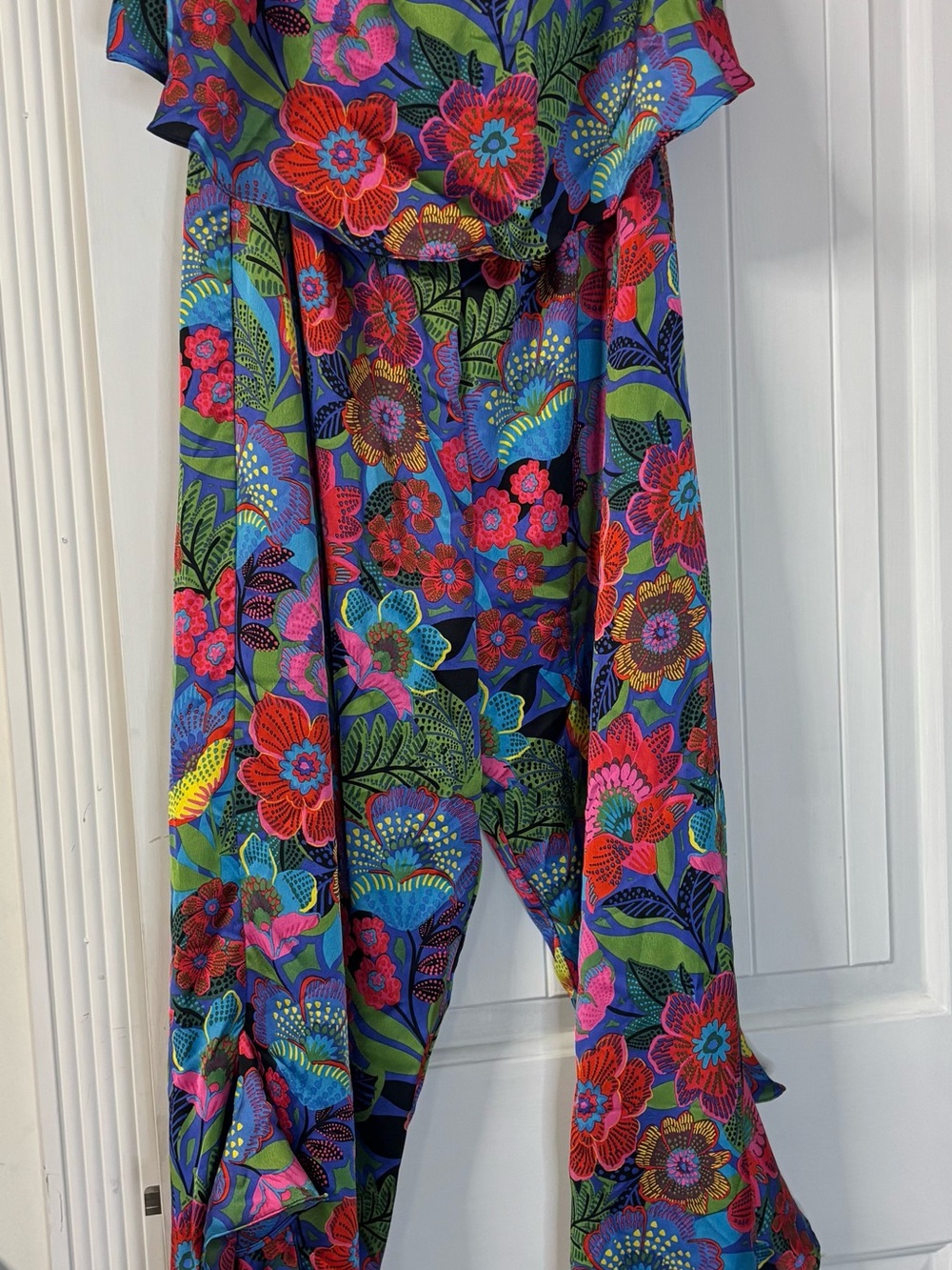 Sugarlips Strapless Floral Ruffle Jumpsuit in Blue Multi - Picture 4 of 7